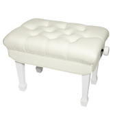 Crown Premium Skirted & Tufted Hydraulic Height Adjustable Piano Bench (White)